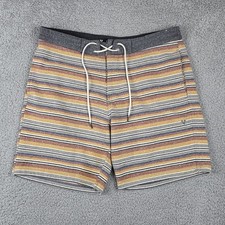 Vissla Board Shorts Mens Large Multicolor Striped Knit Hybrid Shorts Retro Surf