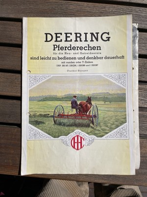 Deering Pferderechen, historische Werbung Landwirtschaft ORIGINAL! Heu 20/30er