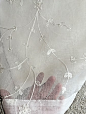 Laura Ashley Window Curtains 4 FOUR Panels 38 x 96 Sheer White Cream Embroidered