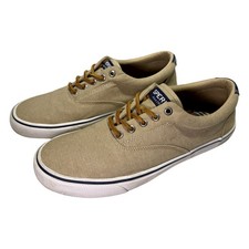 Sperry Men's Striper II CVO Boat Shoes Sneakers Tan Khaki Canvas (Size: 11)