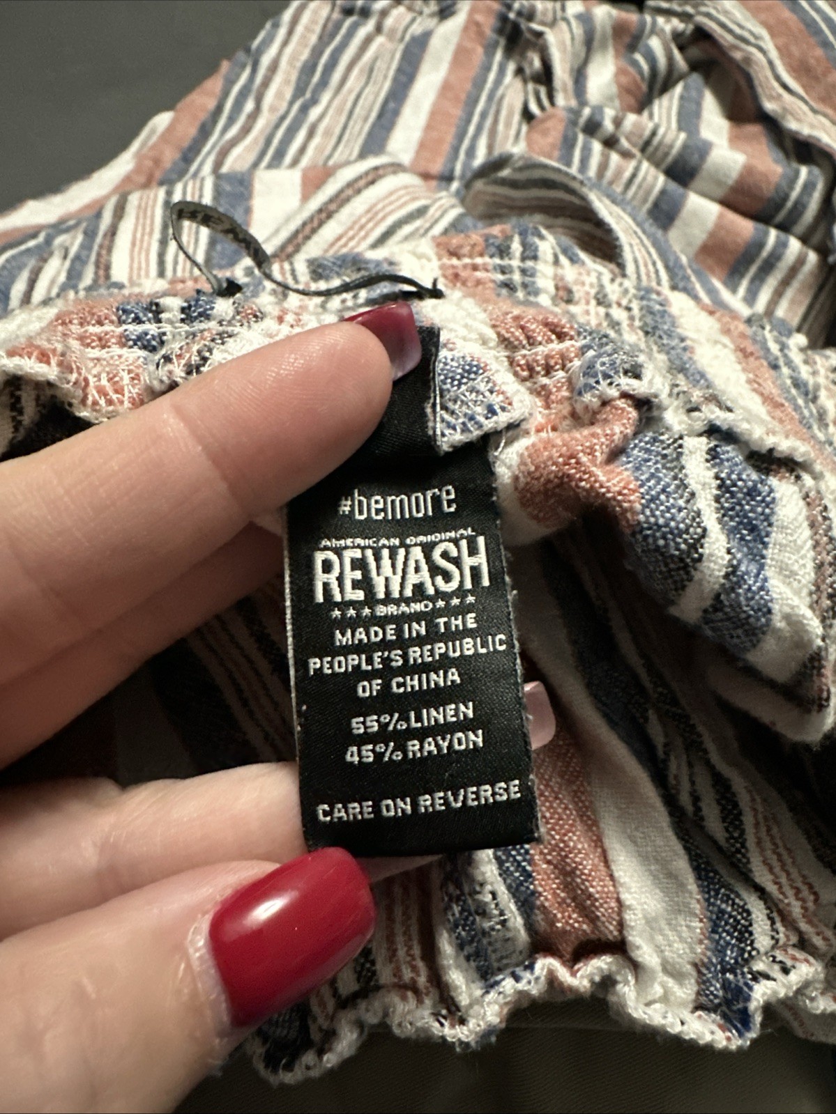 American Original Rewash Small Pants Tan Cream, Linen Rayon, Elastic Waist