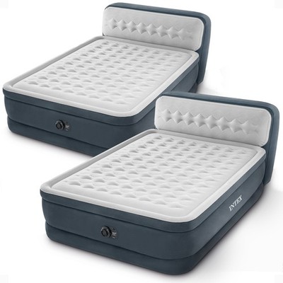 Intex Dura Beam Ultra Plush Headboard Airbed w/Built In Pump, Queen (2 Pack)