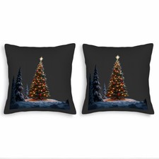 Set of 2 18x18in Throw Pillow Covers - Cozy Christmas Tree Design