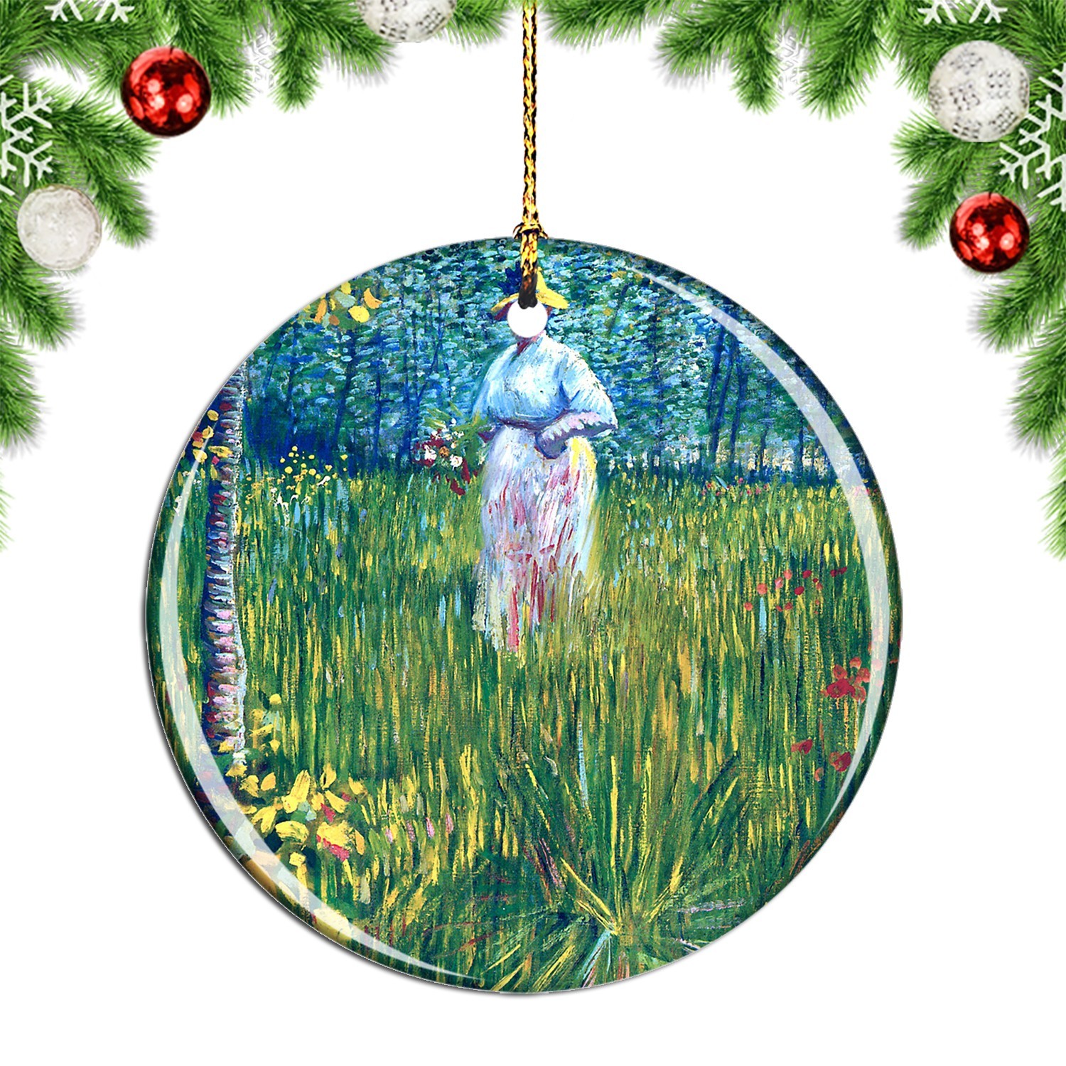 Van Gogh Woman In The Garden Painting Christmas ornament city travel souvenir
