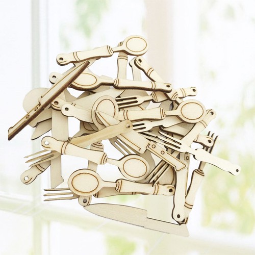 30pcs DIY Painting Sewing Wooden Forks Spoons Accessories Craft - Picture 4 of 11