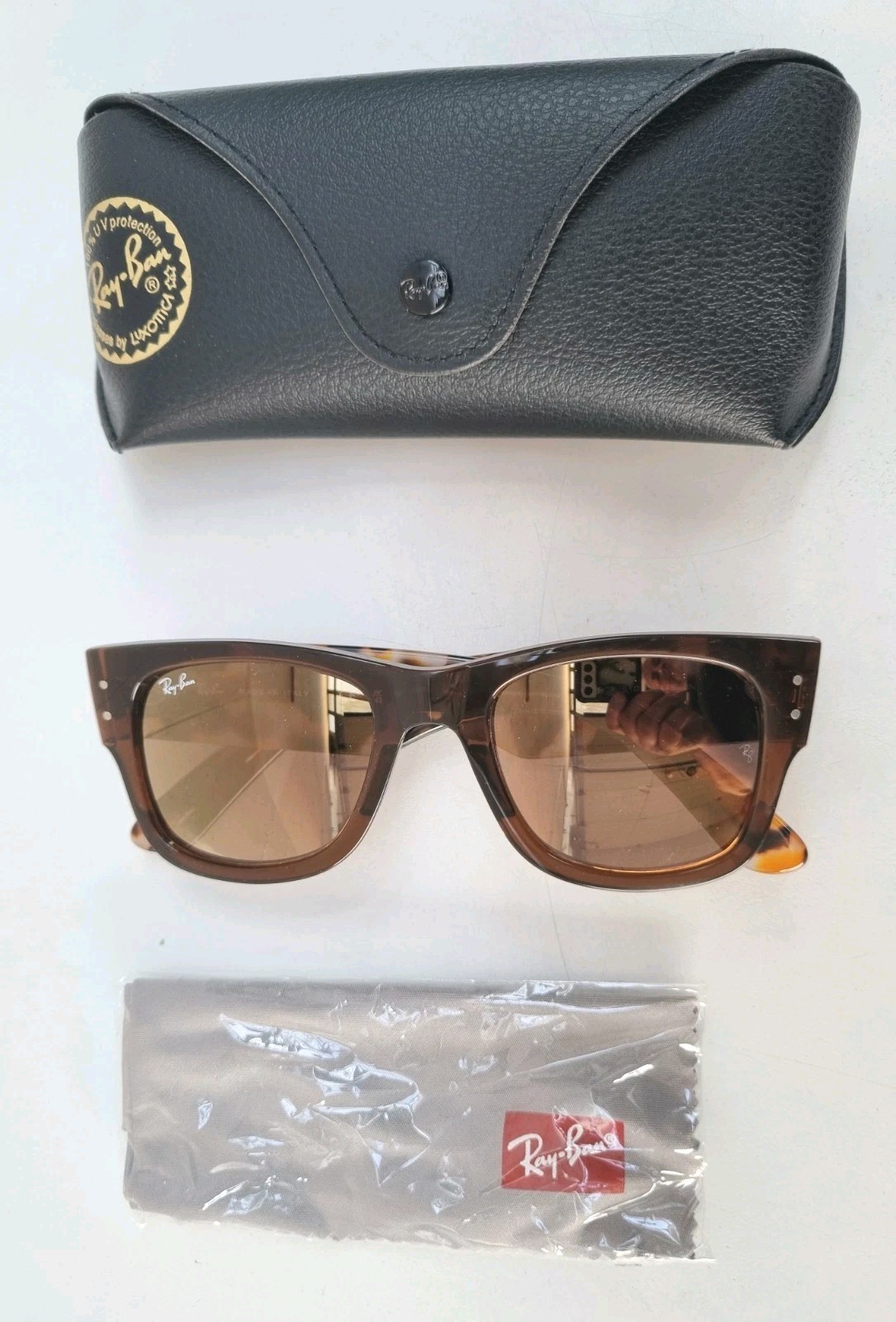 Ray-Ban Sunglasses RB0840S Mega Wayfarer 6636/33 Polished Striped Havana Brown