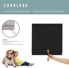 Changshade CUSTOM Modern Fabric Blackout Cordless No Tools No Drill Roman Blind