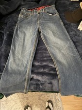 Boys 14 Levi's Straight Regular Fit Blue Denim Jeans Medium Wash Logo
