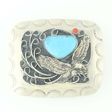Southwestern Eagle Turquoise Coral Belt Buckle Gift Patriotic
