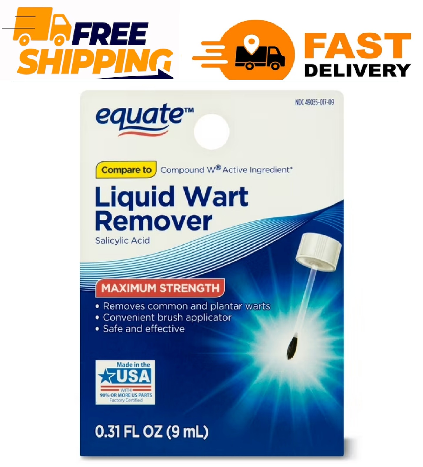 Equate Liquid Wart Remover, Maximum Strength 0.31 oz Free US Shipping avaialble.