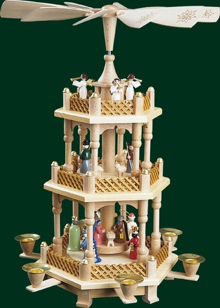 TOP Tischpyramide Christi Geburt Bunt Erzgebirge Pyramide 2 StöCkig NEU 16720-image