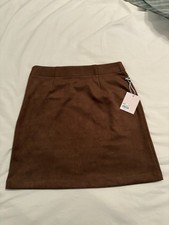 LC Lauren Conrad Brown Solid A-Line Short Mini Skirt Womens Regular Size S