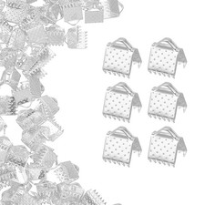 200Pcs attaches 6mm en argent pour crimp clamp, ribbon ends, bookmark pinch cord