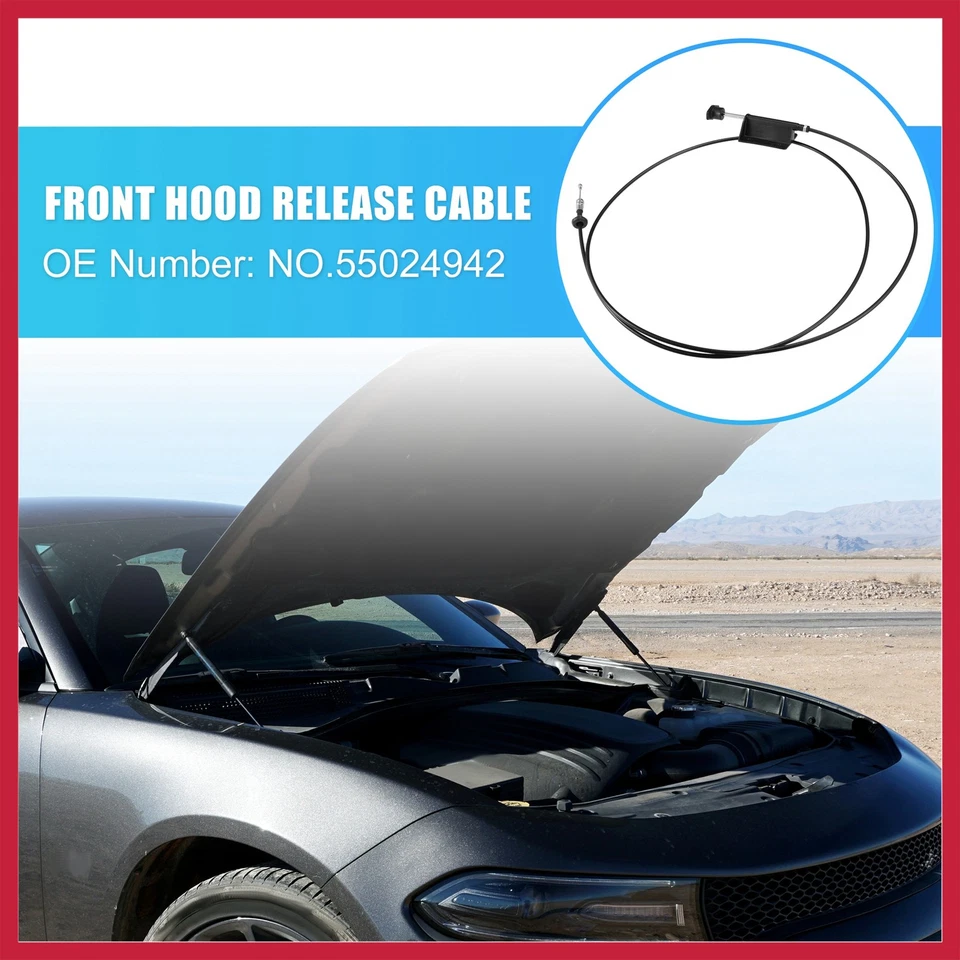 Hood Latch Lock Control Cable 55024942 for Dodge D150 D250 W150 W250 Ramcharger - Image 3 of 4