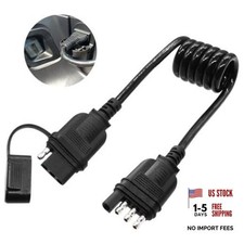 4 Way Flat Trailer Extension Coiled Cable, 4 Pin Trailer Wire 36"/3 FT-18AWG