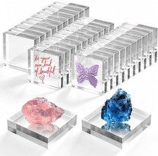 32 Pcs 3 X 3 X 1 Inch Acrylic Blocks, Clear Square Acrylic Base