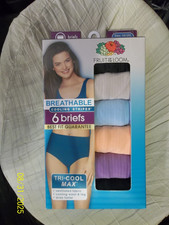 6 PR. LADIES FRUIT OF THE LOOM BREATHABLE TRI-MAX COOL BRIEF PANTIES NIP SZ 10