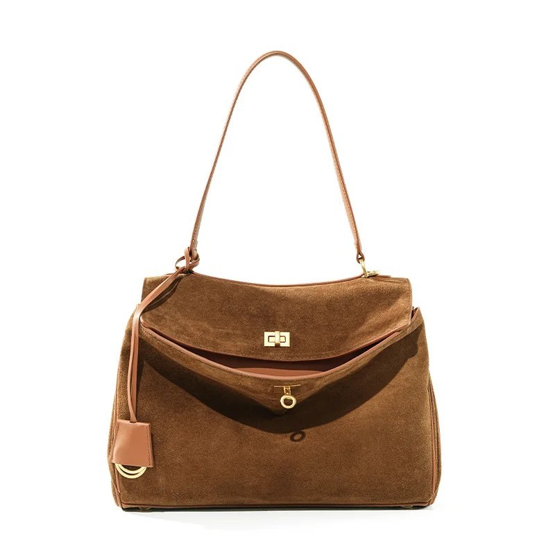 Genuine Suede Leather Tote Shoulder Bag Handbag for women