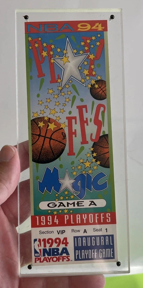 Orlando Magic 1994 NBA Playoffs Game VIP Commemorative Ticket in Lucite Pepsi - Image 3 of 4
