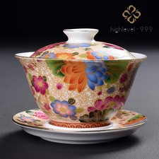 Handpainted Gaiwan Jingdezhen Porcelain Tureen Cup Bowl with Lid Saucer