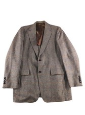 Vintage Evan-Picone Blazer Mens Large Brown Herringbone Wool Tweed Sport Coat