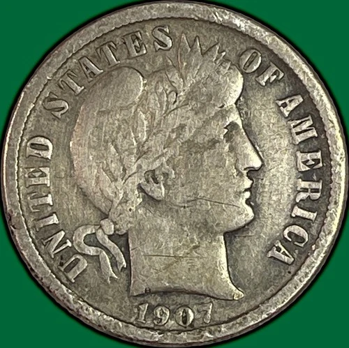 1907-O Barber Dime Very Fine VF Coin, Cleaning #38173