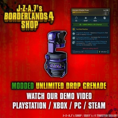 Borderlands 4  MODDED UNLIMITED DROP GRENADE SINGULARITY BL4  PC-PS-XBOX 