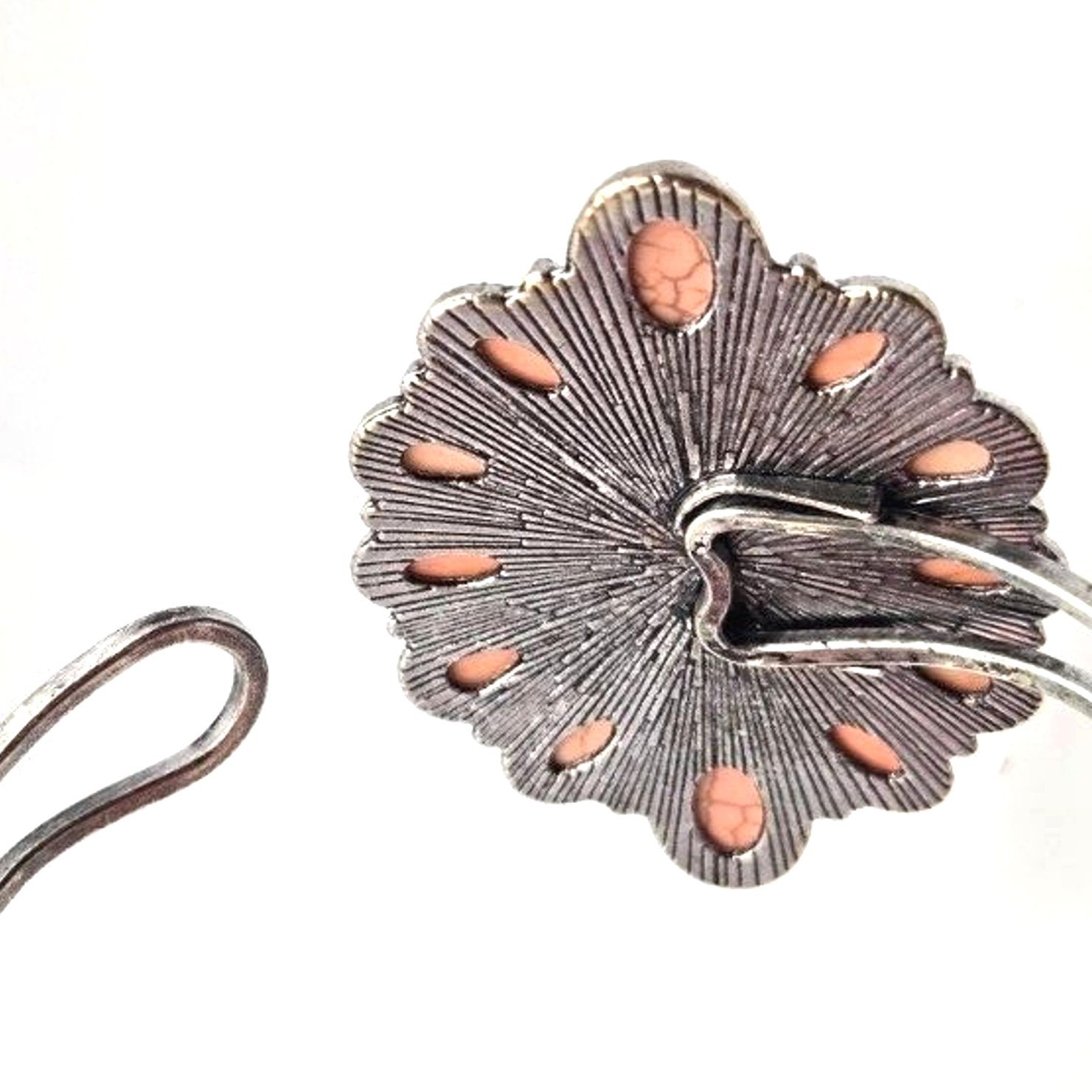 Pink Stone Silver Tone Hinged Statement Bracelet … - image 4