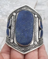 Natrual lapis Lazuly bangle steel hand mate 64.77