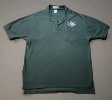 Bell Helicopter BPEA Logo Green Knit Cotton Polo Shirt Mens Large USA Made