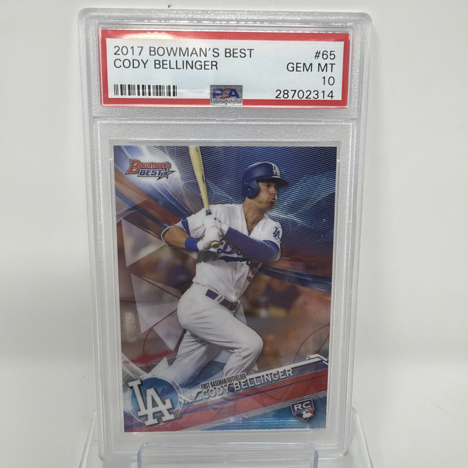 2017 BOWMAN'S BEST REFRACTOR #65 CODY BELLINGER ROOKIE RC PSA 10