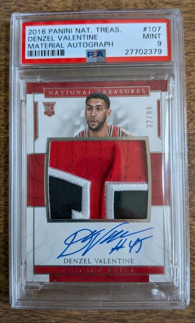 2016-17 National Treasures Denzel Valentine #107 Rookie RC RPA Auto PSA 9 Pop 1