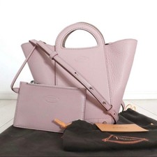 Tod’s Gommini Mini Shopping Bag Leather Pink 2-Way Shoulder Tote Authentic