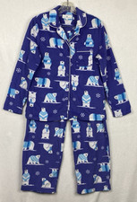 Karen Neuburger 2 Piece Pajamas Set Womens SMALL Polar Bears Purple Fleece EUC