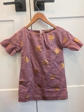 TEA Collection Girls 5t Mauve Dress with Gold Star Motif