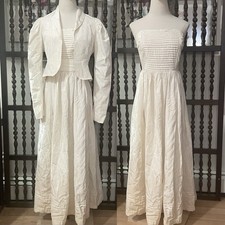 RARE Laura Ashley Vintage 80s Ivory Bridal Wedding Midi Dress  Jacket 12 READ 