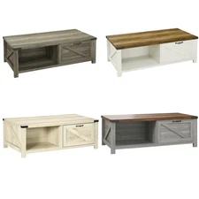 HOMCOM Industrial Coffee Table Side End Desk with 1 Drawer, 1 Open Storage Shelf