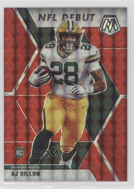 2020 Panini Mosaic NFL Debut Red Mosaic Prizm AJ Dillon #279 Rookie RC 0o6v