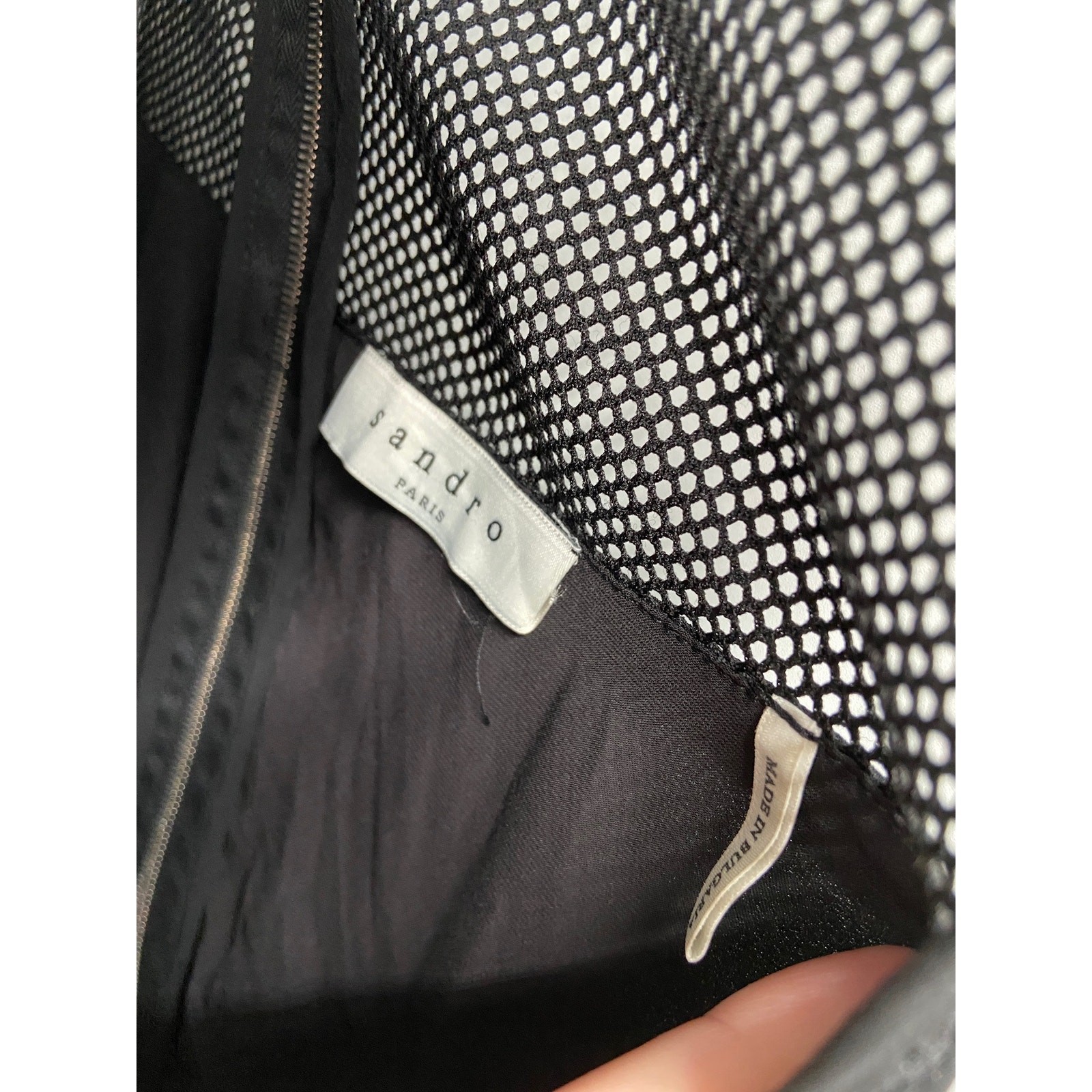 Sandro Roxane Solid Black Mesh Gathered Sleeveles… - image 5