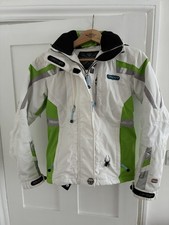 Spyder Ladies white Ski Jacket With green And Silver Accents size 6