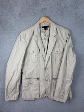 Calvin Klein Jeans Blazer Mens Large Beige Cotton Utility Travel Casual Jacket