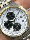 Vintage Seiko Panda Dial Chronograph Two Tone Alarm Watch 7T32-7C60