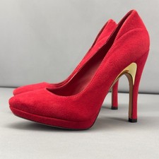 Alice  Olivia by Stacey Bendet Red Suede Platform Stiletto Heels Size 8US/38.5