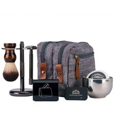 Shaving Kit for Men, Safety Razor with 10 Blades, Shaving Brush, Stand and Soap