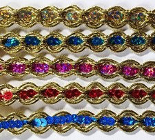 3 1/4 Yds. Gold Metallic/Prism Sequin 5/8" Sewing Flat Trim SQT-194