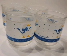 Vintage Libbey Country Goose Grandma Core Small Glasses Frosted Set of 4 
