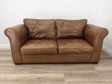 SOFA 2 Seater Laura Ashley Toffee Brown Leather Removable Cushions FREE DELIVERY