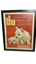OLD GOLD Cigarettes Advertisement with Two Westie Dogs - circa 1970's - Framed
