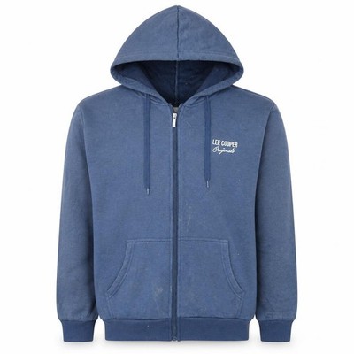 Lee Cooper Herren Full Zip Hoodie Größe M Blau Langarm Logo