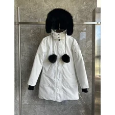 Moose Knuckles Men's and Women's Mid Length Jacket, Fur Collar Parka Coat